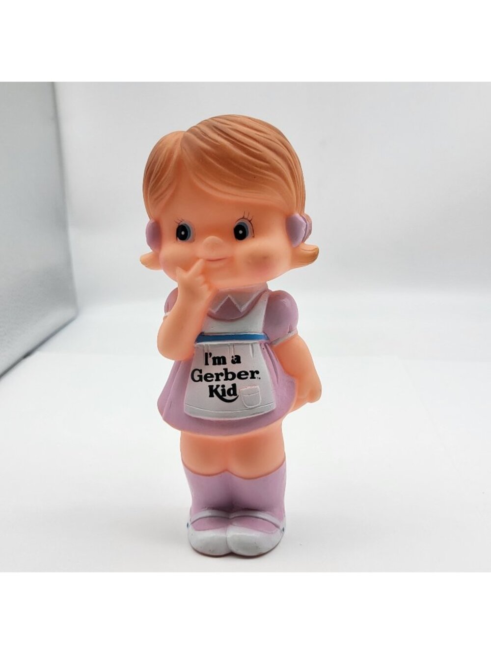 Vintage 1985 Gerber Kid Girl Vinyl Squeak Toy Doll Advertising Collectible